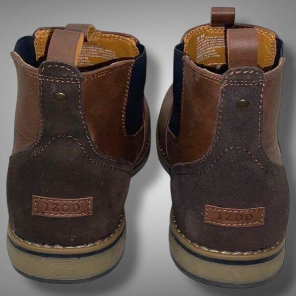 NWOT Men\'s 9 IZOD Lucas Formal Office Dress Brown Leather Chelsea Boots 1413016 main image 6